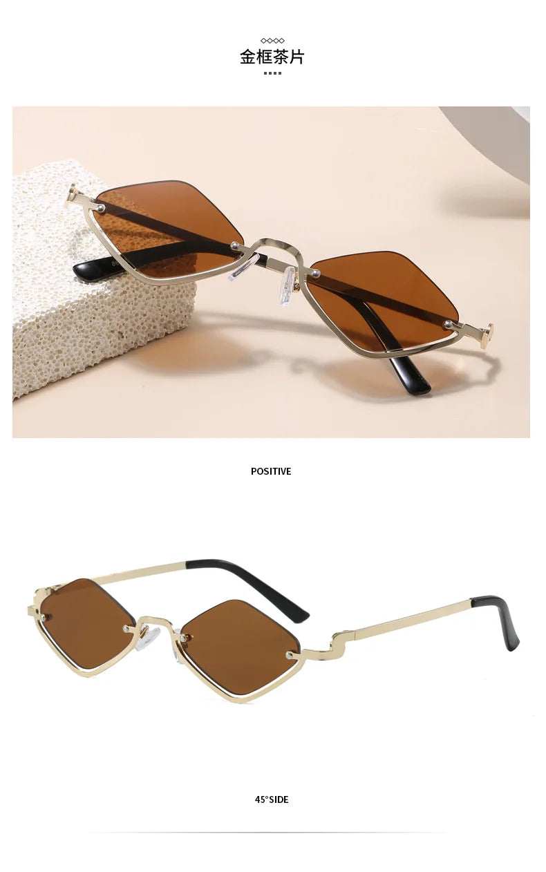 Throwshade Rhombus Cut Retro Sunnies – Geometric UV400 Alloy Frame Sunglasses for That Vintage Rockstar Flex