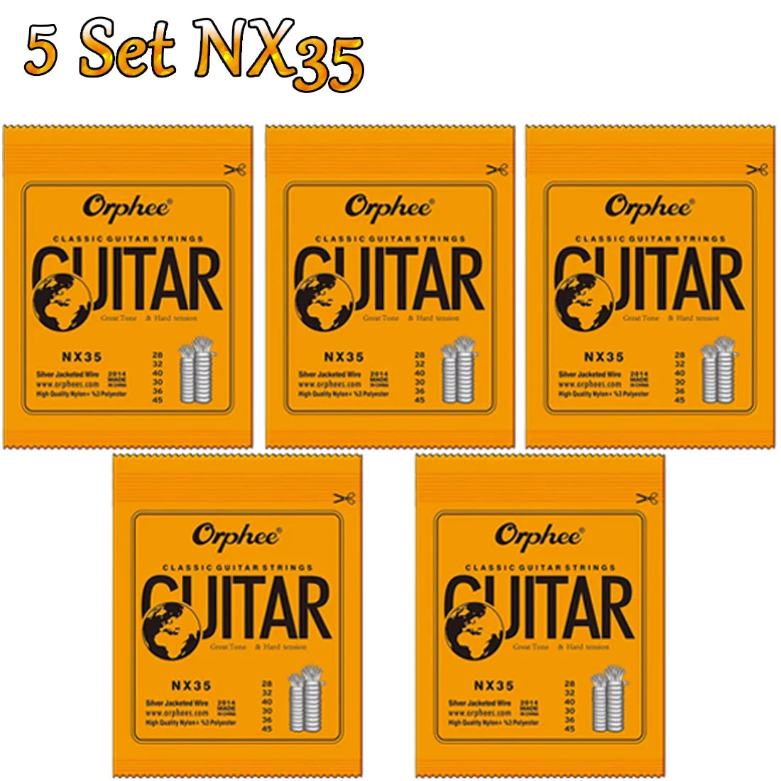 “NX SILVERBLOOD STRING PACK” – 10/50 Set Orphee NX-Series Silver-Plated Nylon Strings | For Classical Guitarists Who Shred in Silence