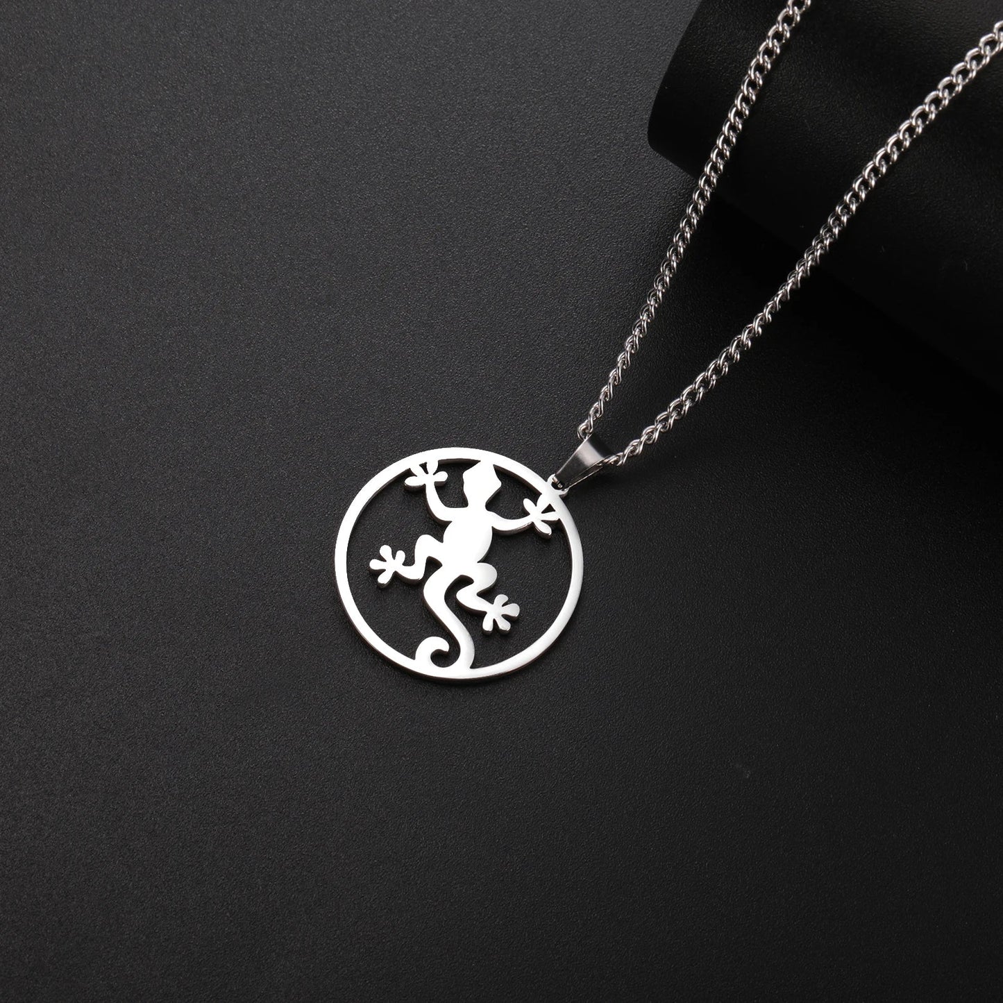 Lucky Lizard Gecko Necklace – Stainless Steel Salamander Pendant for Women