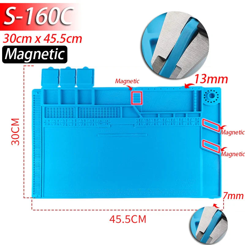 InfernoGrip™ Pro Heat-Resistant Magnetic Soldering Mat – 932°F Anti-Static Silicone Workstation for Electronics Repair