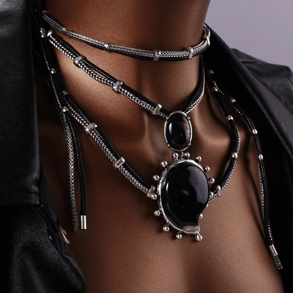 2025 RIOT LINKS – Double-Layer Punk Pendant Necklace for Rule Breakers & Heart Takers