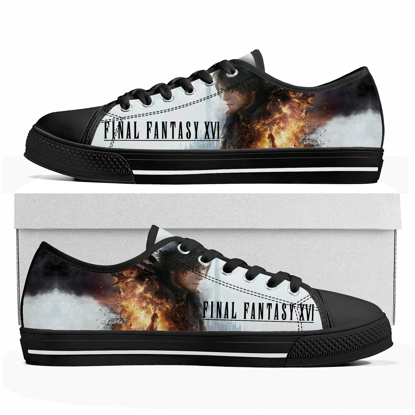 Final Fantasy 16 Vibes Canvas Sneakers — Limited Edition Low-Top Cartoon Kicks for Rebels & Gamers
