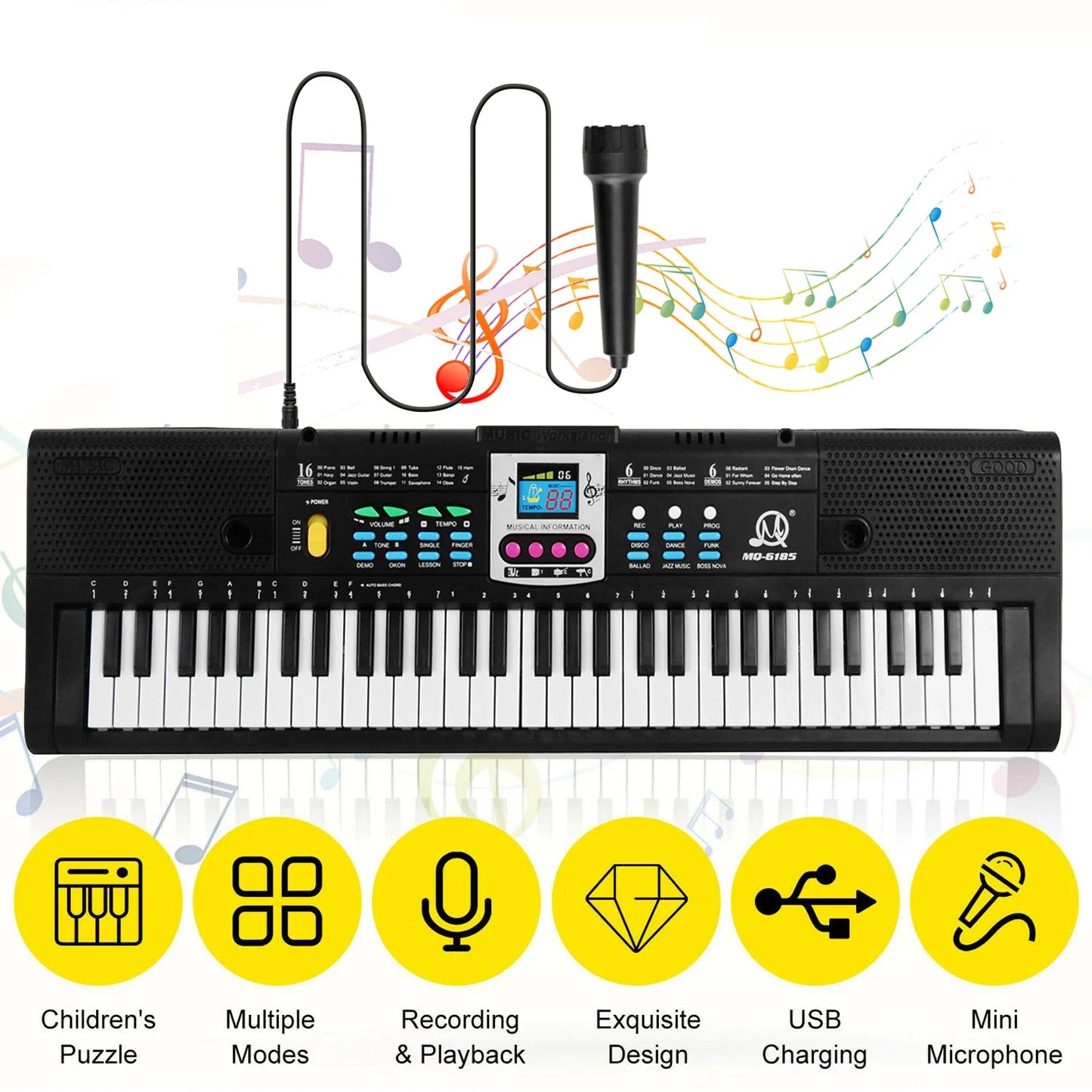 🎹 THOOBO! StarPlay 61-Key Digital Keyboard – Portable Electric Piano with Microphone 🎶✨