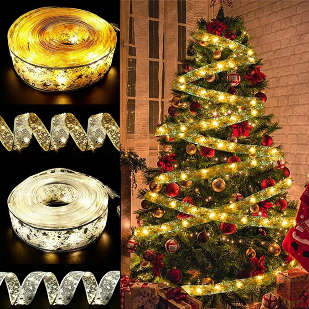 THOOBO! GlowRibbon Fairy Lights — 3m/5m Christmas Bow String Lights for Trees, Mantels & DIY Décor (Battery Powered) ✨