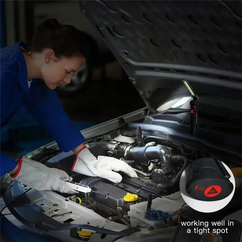 “Grip & Glow Pro” Magnetic COB LED Work Light – Pocket Torch Meets Power Bank