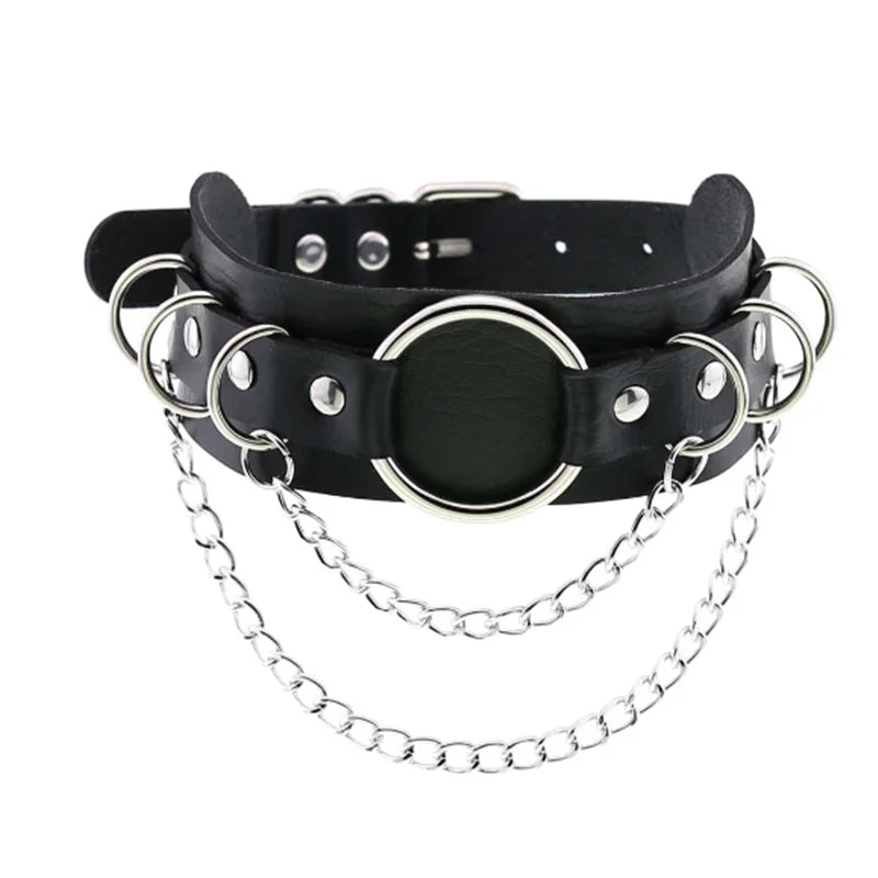 Harajuku Punk Rock Goth Choker - PU Leather Rivet Heart Cross Spike Necklace for Women, Hip Hop Bondage Jewelry