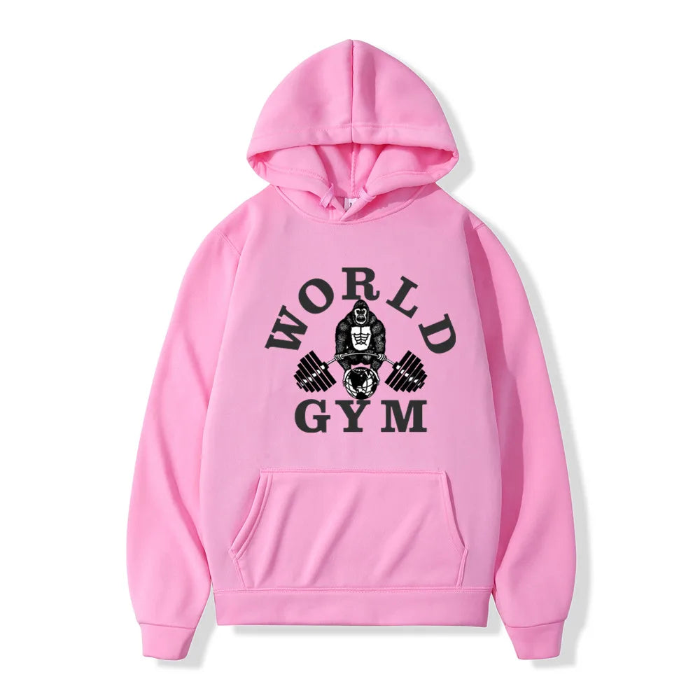 World Gym Harajuku Fleece Hoodie – Hip Hop Streetwear Pullover For Men And Women