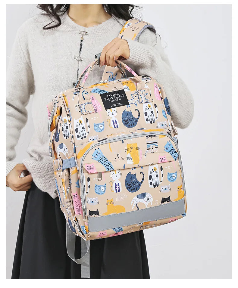 JoyTrail Mommy Backpack — Lightweight Printed Nylon Maternity & Baby Travel Bag with Large Capacity