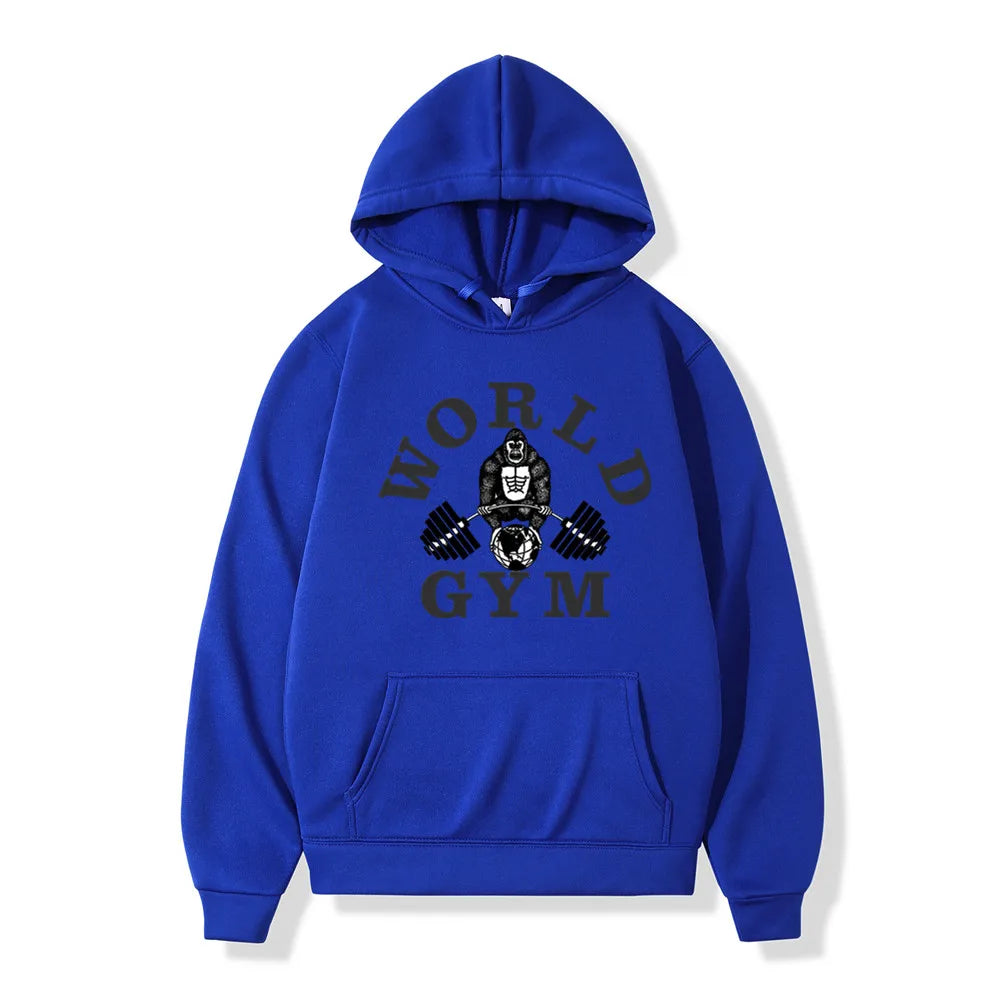 World Gym Harajuku Fleece Hoodie – Hip Hop Streetwear Pullover For Men And Women