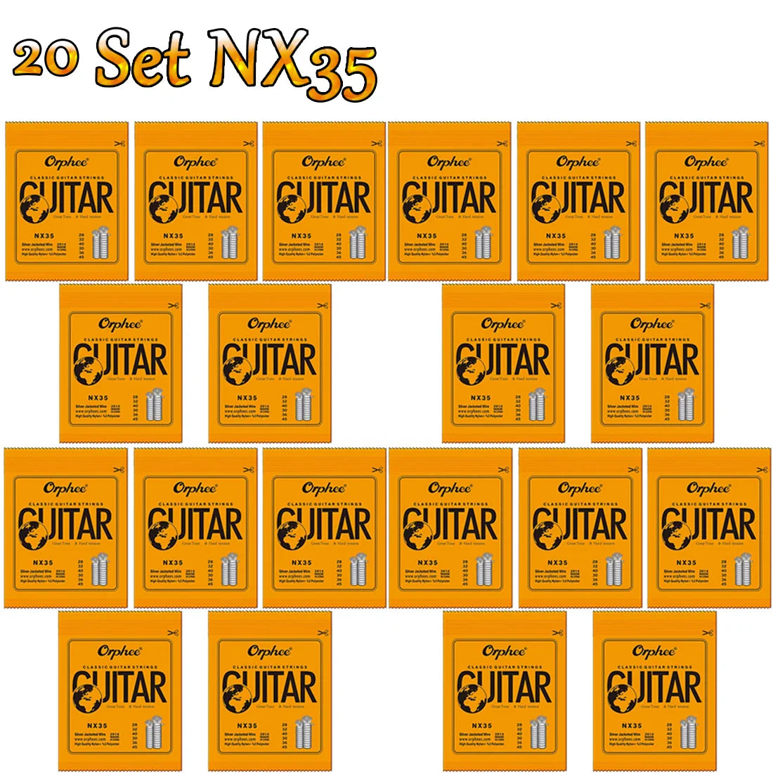 “NX SILVERBLOOD STRING PACK” – 10/50 Set Orphee NX-Series Silver-Plated Nylon Strings | For Classical Guitarists Who Shred in Silence