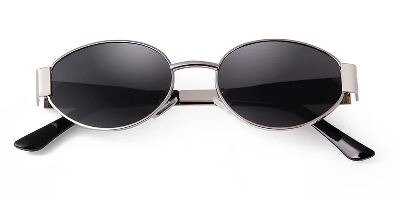 Retro Metal Frame Oval Sunglasses – Vintage 90s UV400 Gradient Shades for Men & Women