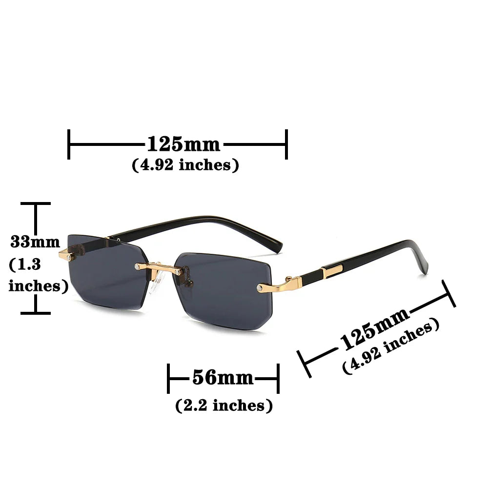 RMM Rectangle Rimless Mirror Sunglasses – Small Square Fashion Shades For Women And Men (Summer Travel Edition)
