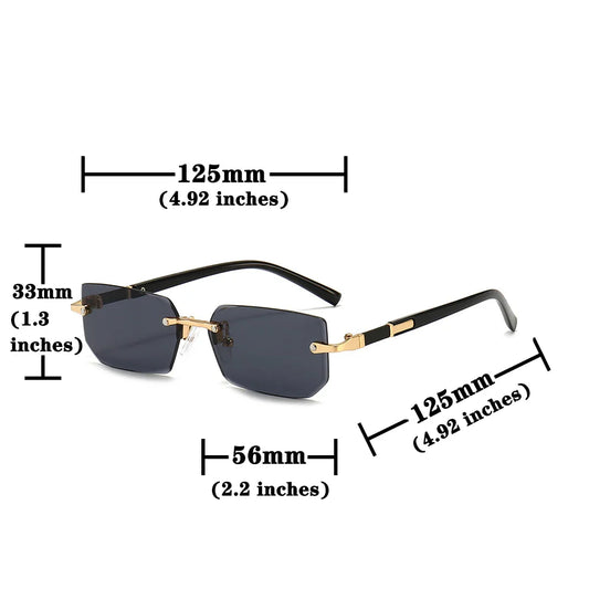 RMM Rectangle Rimless Mirror Sunglasses – Small Square Fashion Shades For Women And Men (Summer Travel Edition)
