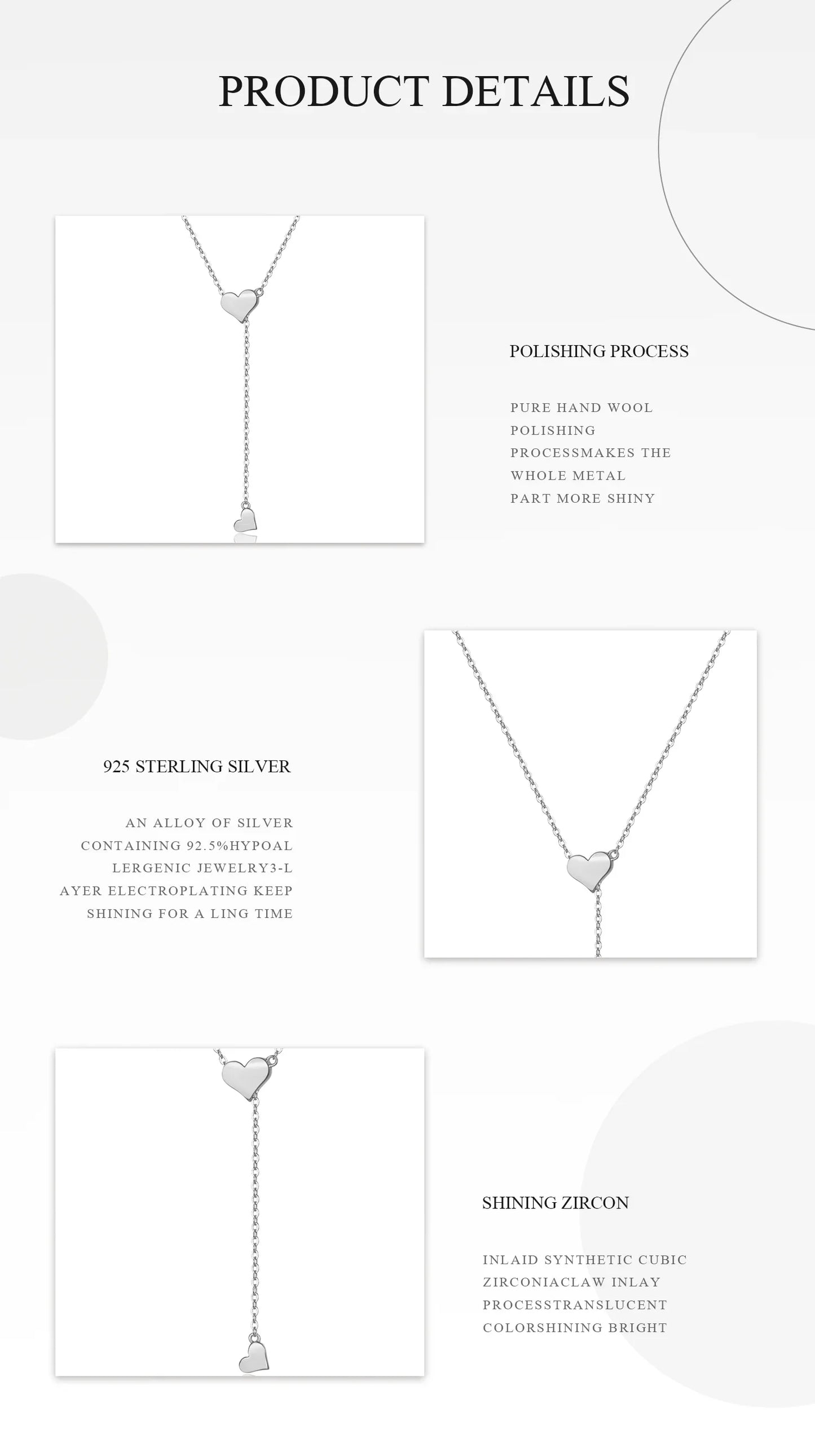 ANDYWEN 925 Sterling Silver Heart Pendant Necklace – Adjustable Snake Chain Charm for Women