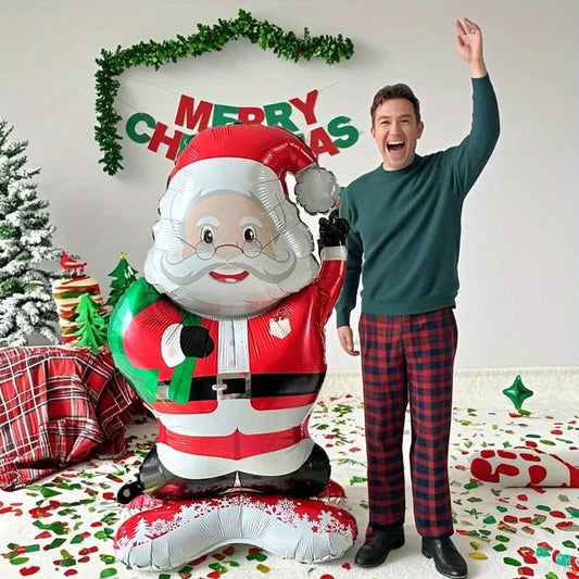 Standing Santa Claus Foil Balloon – 1/2pc Christmas Party Decoration for Holiday, Family, and New Year Celebrations 🎅✨
