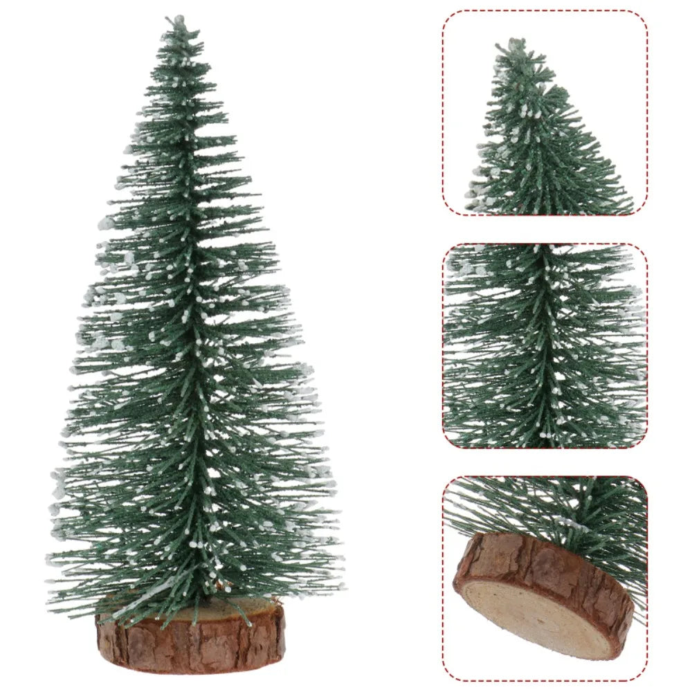 Snow-Kissed Mini Pine — Desktop Christmas Tree with Natural Wood Base (10–40 cm), Cozy Winter Decor for Home, Office & Parties
