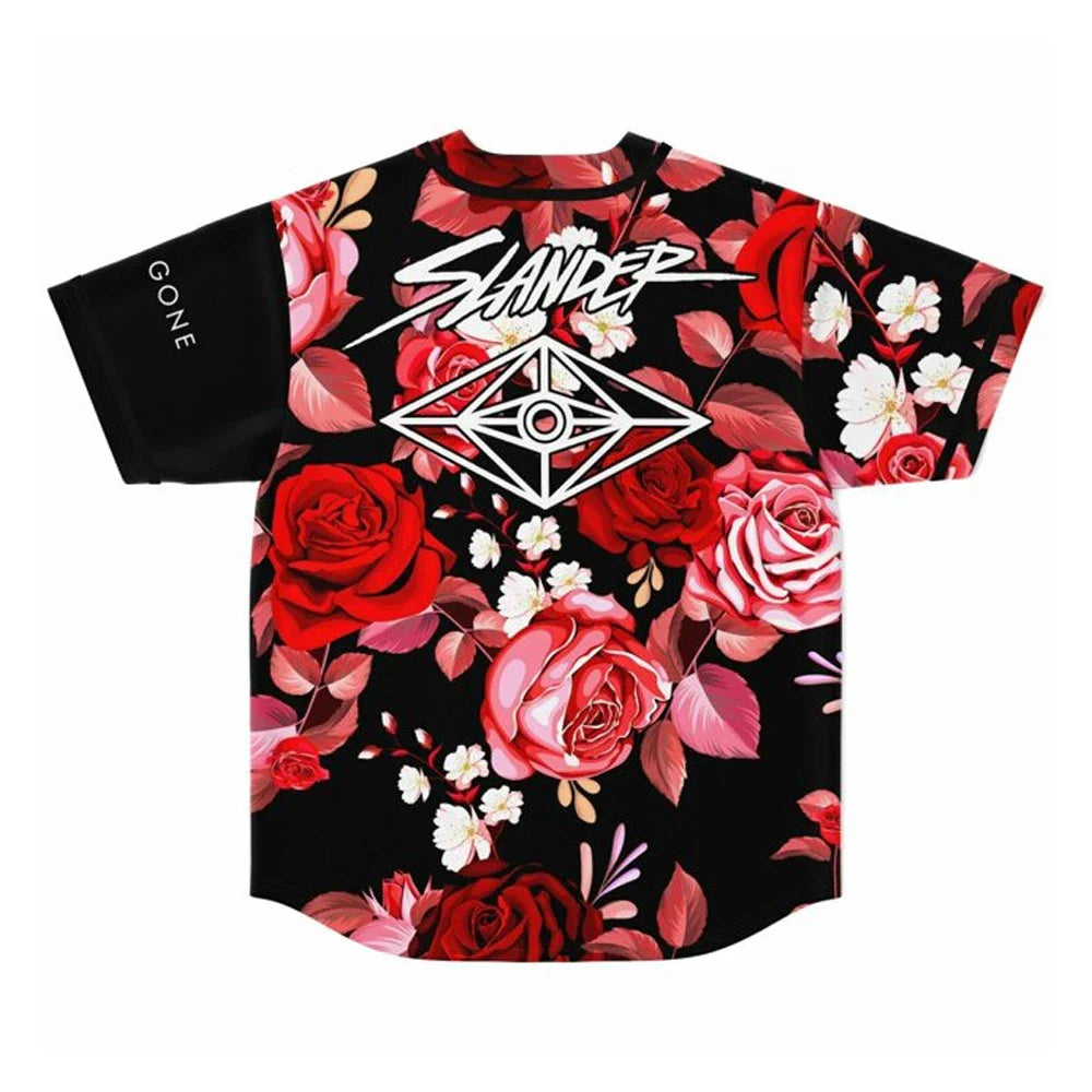 SLANDER: Love Is Gone Blood Rose Jersey — 3D Streetwear Button-Up for the Heartbroken & Hellbound