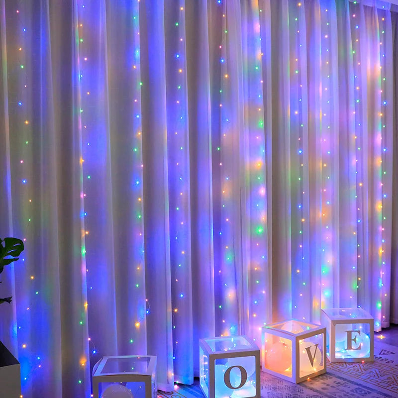 THOOBO! SparkLoom LED Curtain Fairy Lights — 8-Mode USB Remote Festoon String for Christmas, New Year & Home Décor ✨