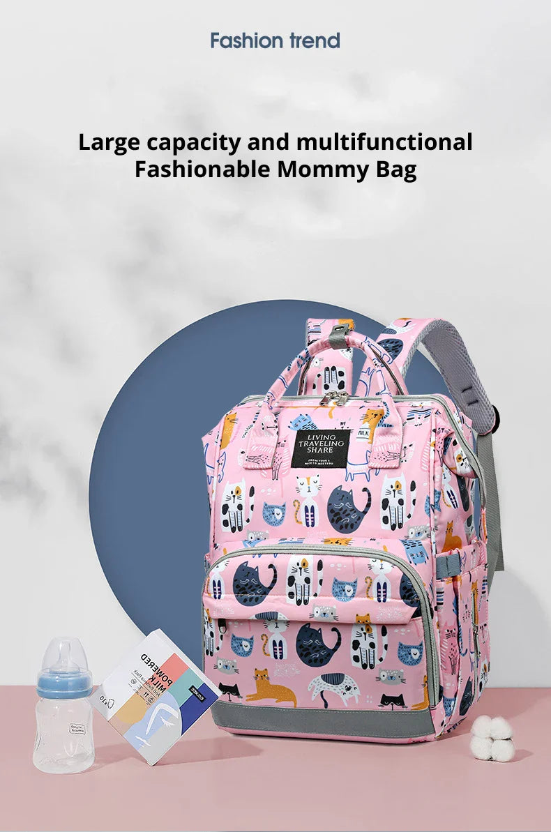 JoyTrail Mommy Backpack — Lightweight Printed Nylon Maternity & Baby Travel Bag with Large Capacity