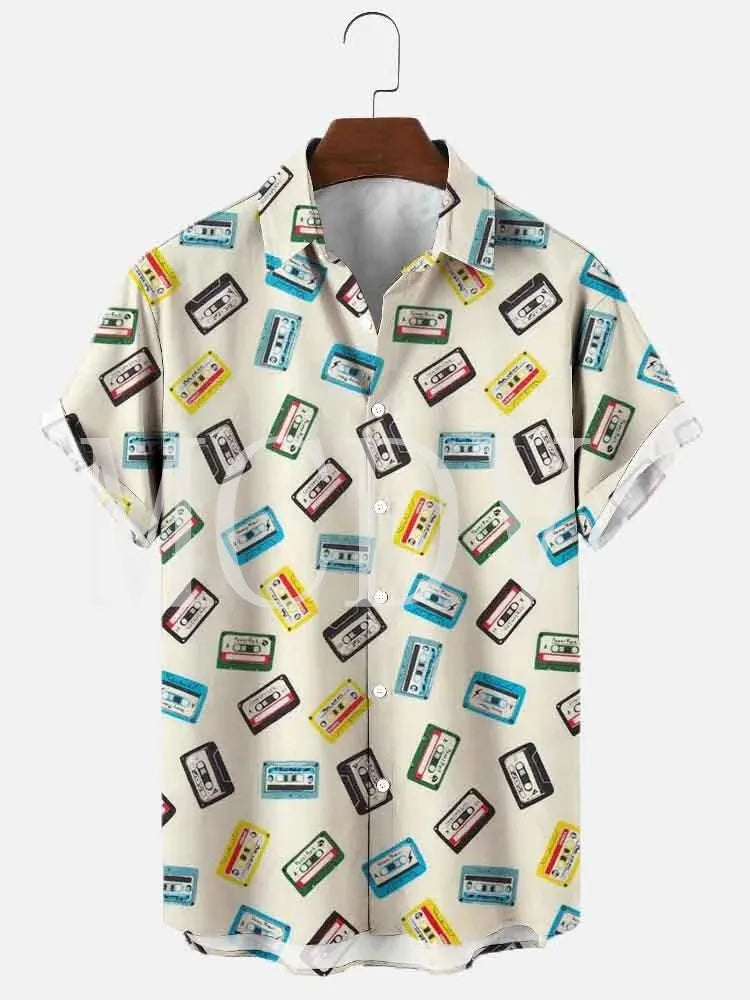 Men’s Rockabilly Vintage Rock N Roll Printed Hawaiian Shirt – Casual Breathable Short Sleeve by Lizard Vigilante