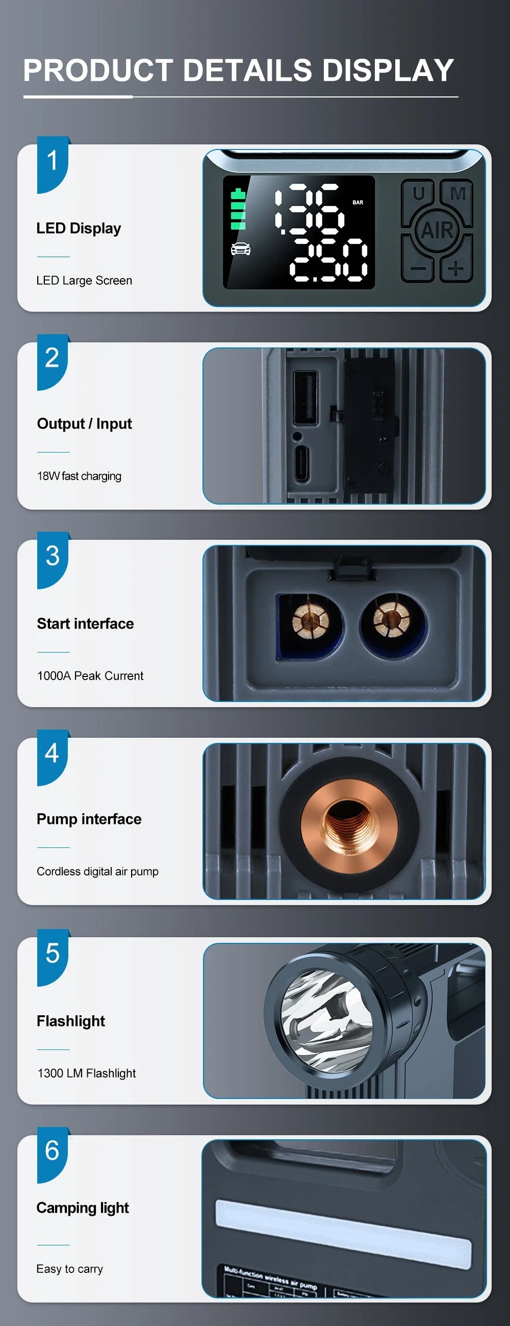 Road Riot X7 – 5-In-1 Car Jump Starter With Air Compressor, Flashlight & Power Bank