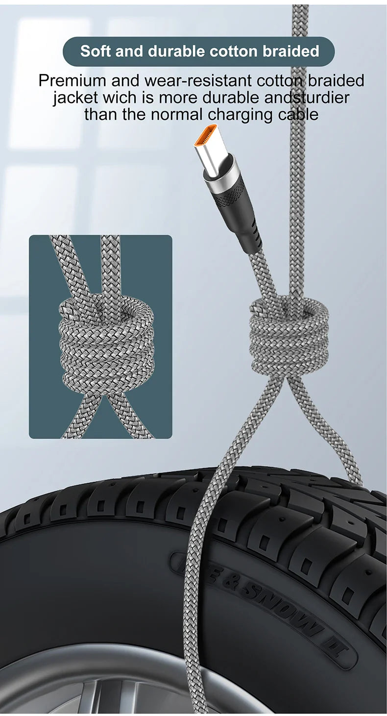 Super Fast USB-C Lightning & Micro USB Cable 3M/5M – Long Braided Charger For iPhone, Android & More ⚡🔌