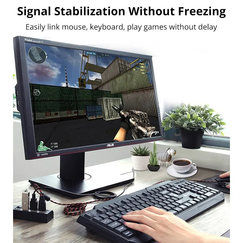 7-Port USB 2.0 Switch Extension Hub – Independent Power Switches, LED Display Lights, Plug & Play Splitter for Laptop & Desktop Devices