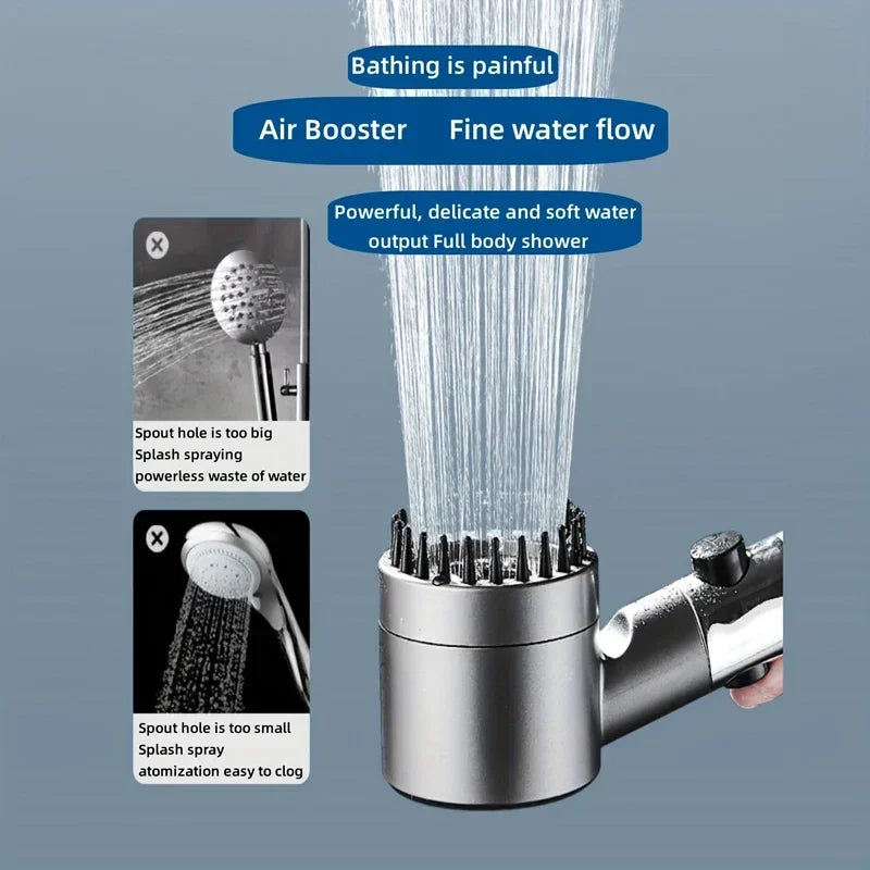 AquaForce 4‑Mode High‑Pressure Handheld Showerhead with One‑Click Stop & Built‑In Filter