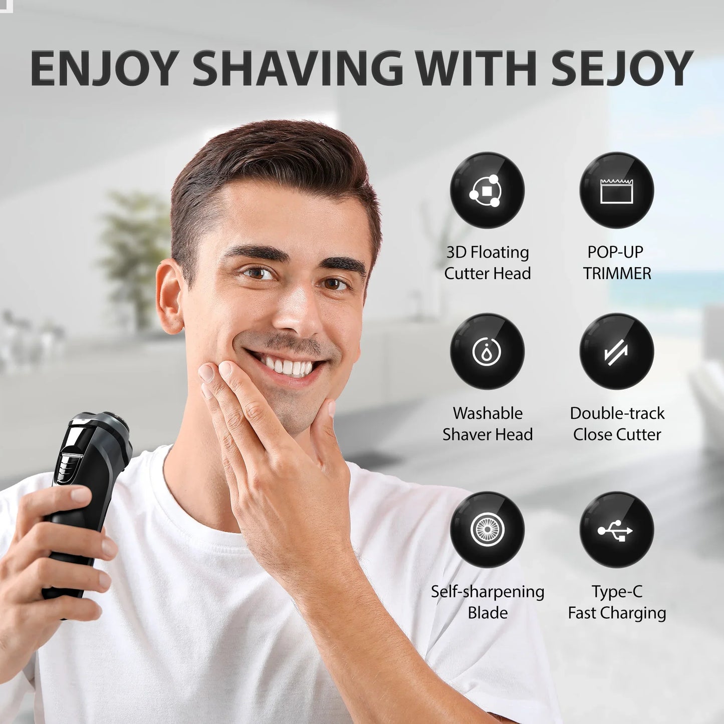 Sejoy VortexCut – 3D Smart Electric Shaver & Beard Tamer for the Clean-Shaven Legend