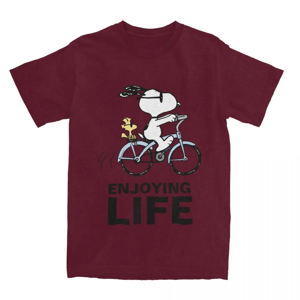 Snoopy & Woodstock Holiday Ride T-Shirt – Men’s & Women’s Cotton Comic Classic – Christmas Bicycle Adventure Tee