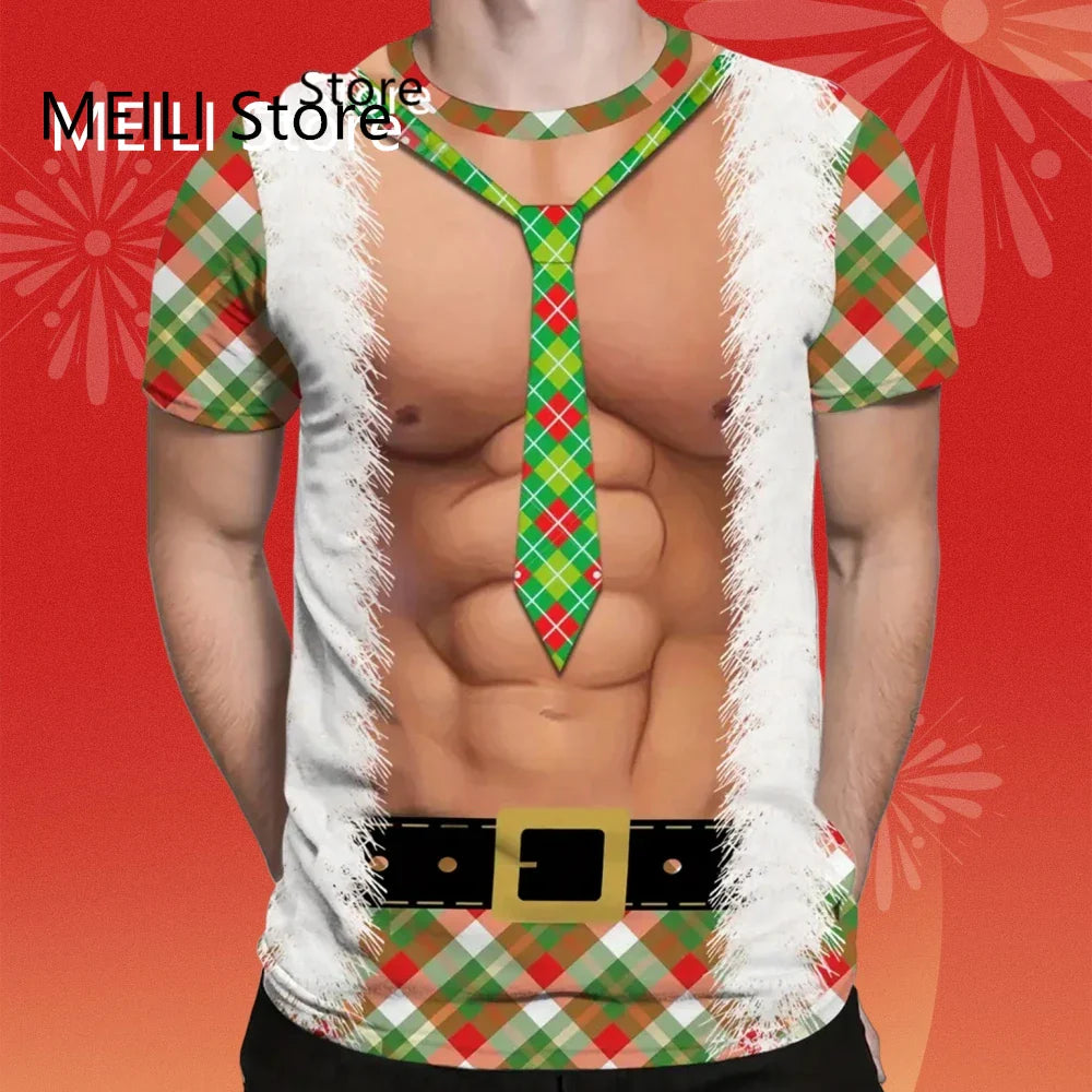 Santa’s Outlaw 3D Christmas Graphic T-Shirt – Holiday Havoc Edition