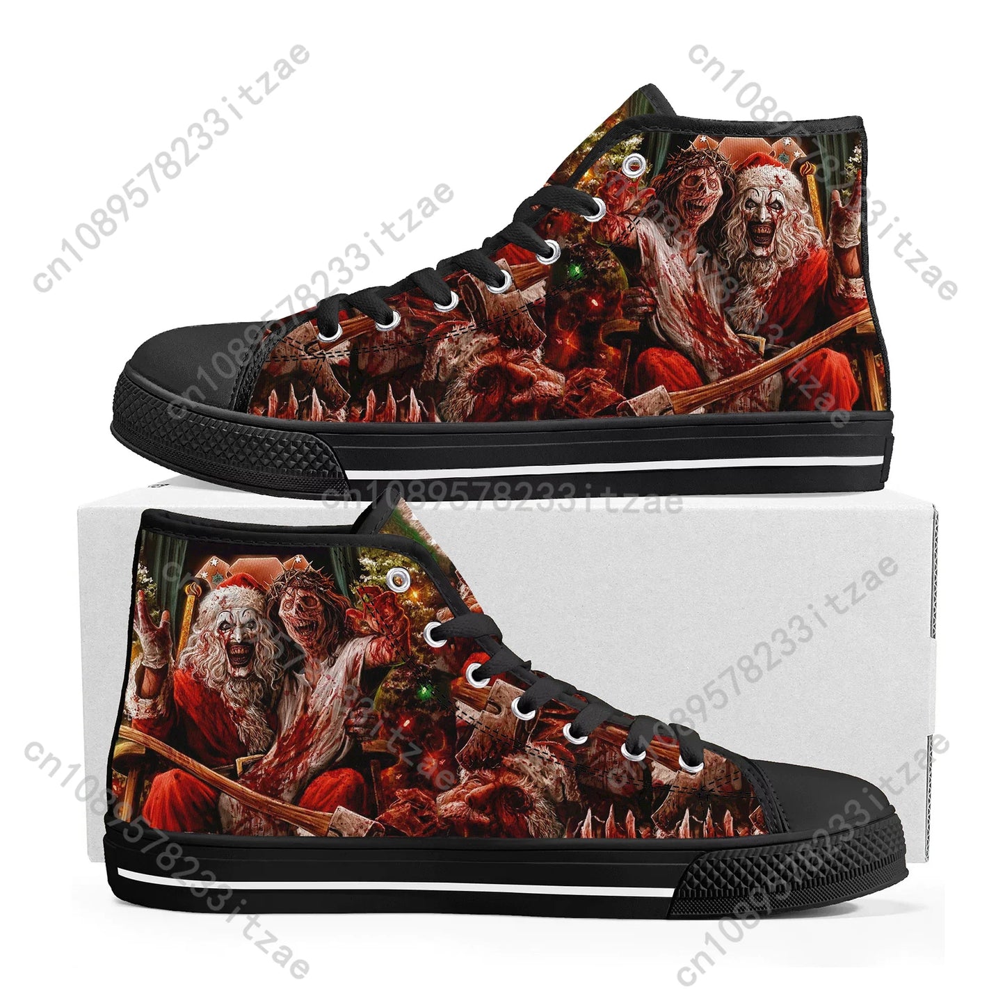 Terrifier Clown High Top Halloween Sneakers – Custom Canvas Horror Shoes for Men Women Teens