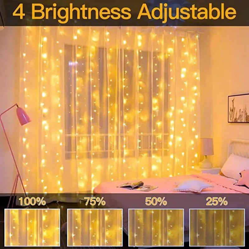 THOOBO! SparkLoom LED Curtain Fairy Lights — 8-Mode USB Remote Festoon String for Christmas, New Year & Home Décor ✨