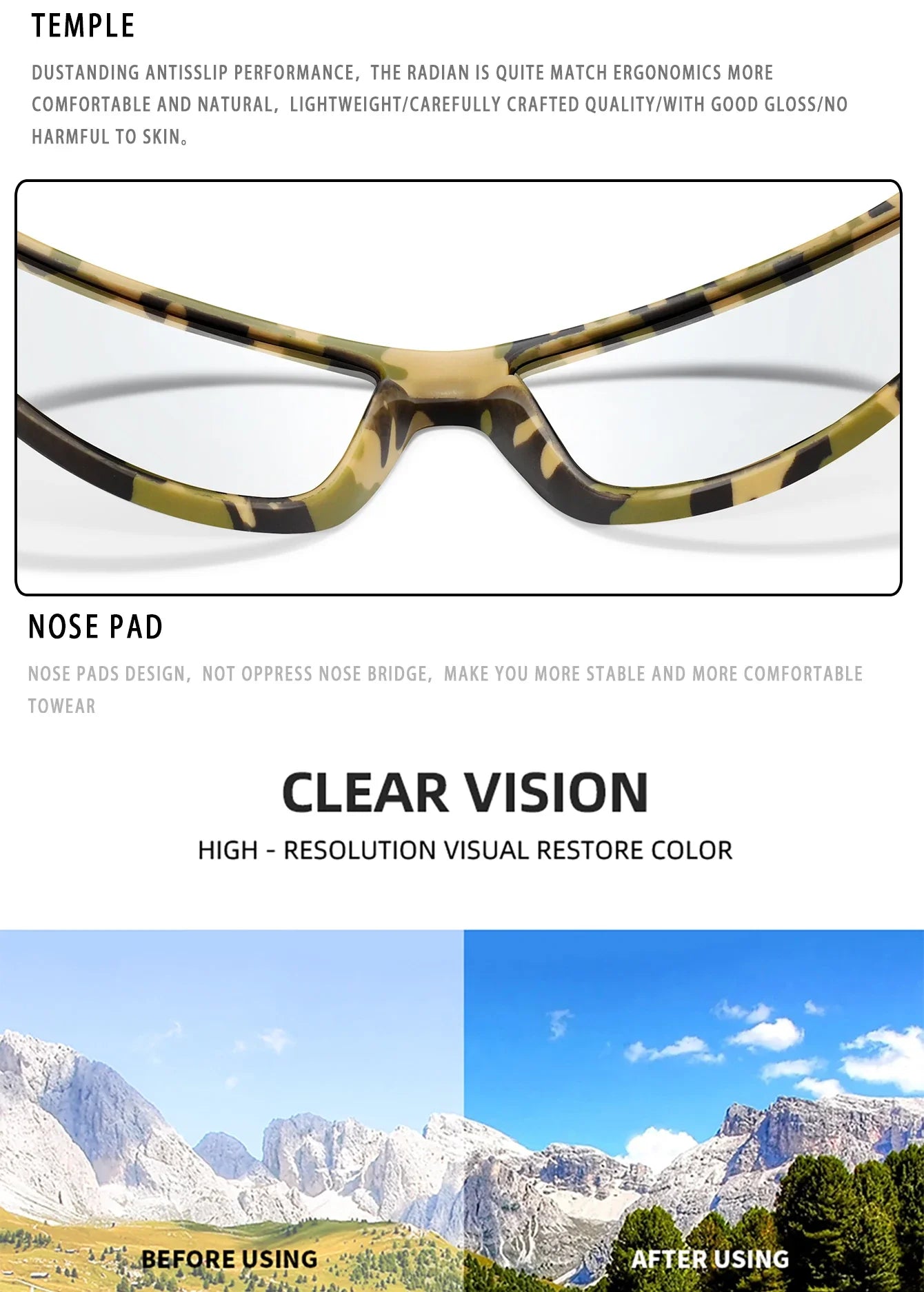 LOISRUBY CamoShift Photochromic Cycling Sunglasses – Road-Ready Vision for Every Light & Every Ride