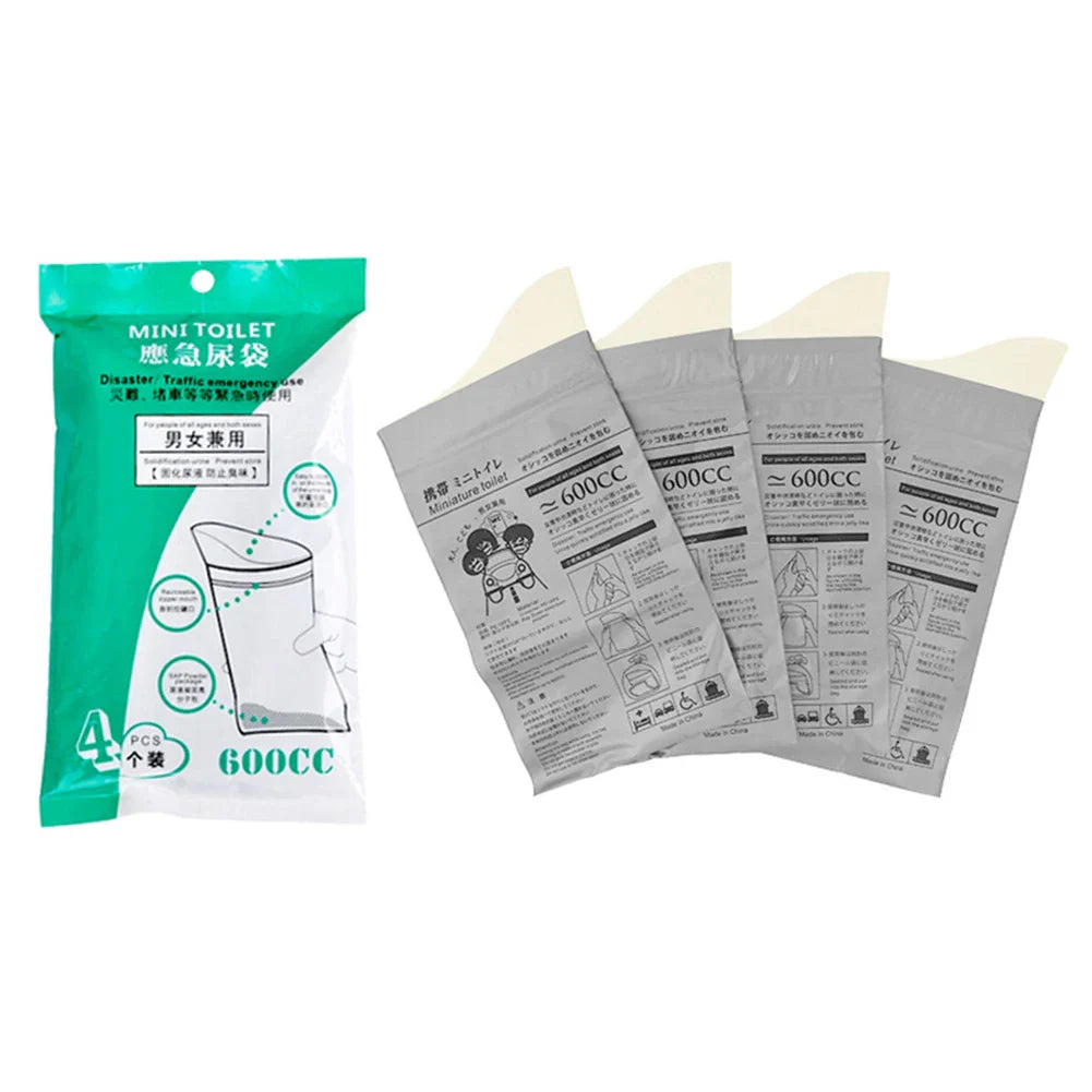 GoTime Bags – 4–40Pc Travel Pee & Emergency Urine Bags for Men, Women & Kids | 600ml/700ml Portable Leakproof Mini Toilets