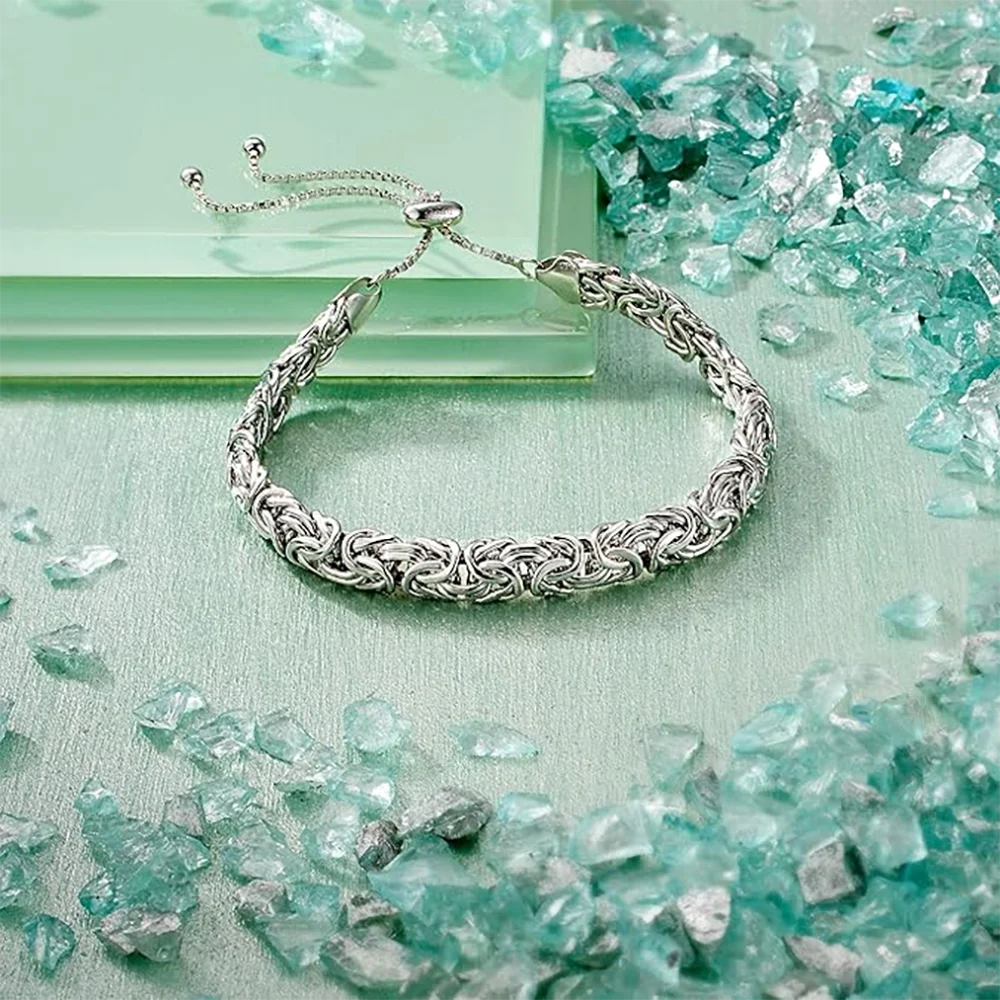 Imperial Pulse S925 Silver Byzantine Chain | Italian Rock Royalty Bracelet For Men & Women ⚡