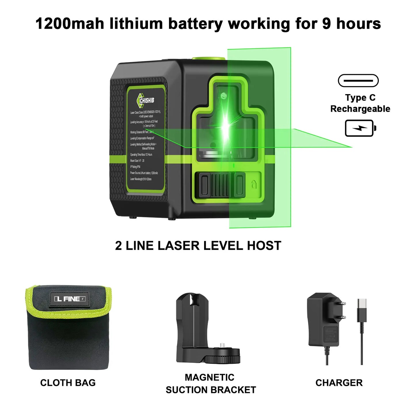 LFine 2-Line Laser Level with Tripod – Professional Horizontal & Vertical Precision 360° Self-Leveling Tool for Accurate Measurements