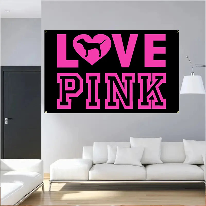 PINK OUT LOUD! 3x5 & 2x3 LOVE PINK Vibe Flag – Room-Defining, Mood-Lifting Tapestry for Walls That Wanna Talk