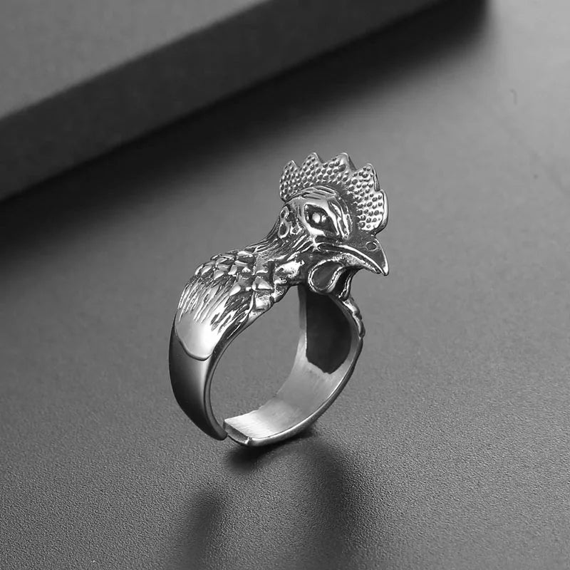 THOOBO! Rooster Royale Adjustable Ring — Vintage Grit, Bold Luck, All-Day Flex (WQ040)