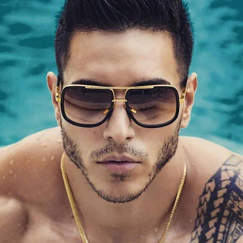 DEATHEYES KP1828 – Oversized Metal Gradient Sunglasses for Men | GTA Getaway Edition UV400 Shades