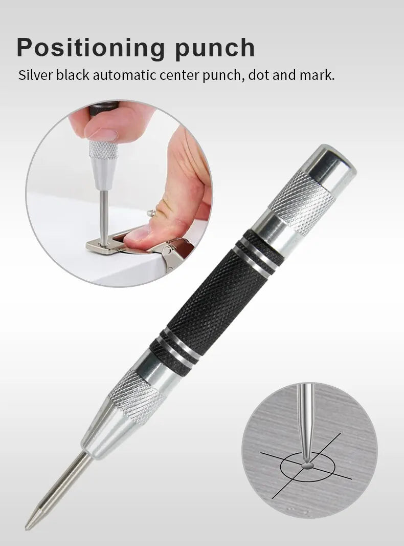 BangSnap 2-Pack Spring-Loaded Center Punch Tools – Auto Glass Striker, Window Breaker & Wood Drill Locator (128mm Precision Impact Set)