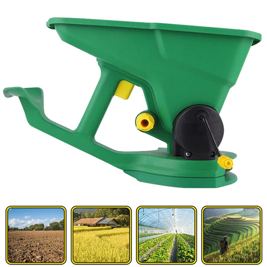 Adjustable 5-Gear Garden Seed & Fertilizer Spreader – 1.5L Manual Seeder for Lawn, Snow & Soil