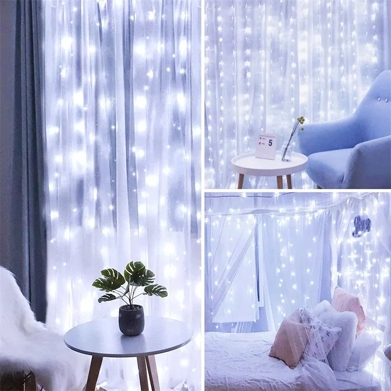 THOOBO! SparkLoom LED Curtain Fairy Lights — 8-Mode USB Remote Festoon String for Christmas, New Year & Home Décor ✨