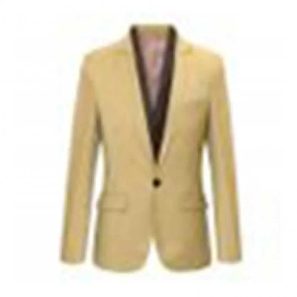Men's Slim Formal Business Suit Coat - One Button Lapel Long Sleeve Blazer