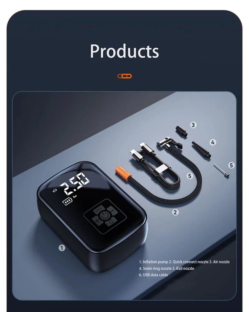 PuffDaddy X1 – Wireless Tire Inflator Air Pump with Auto Stop, 150PSI Power for Cars, Bikes, Balls & Boats | Compact, Fast & Seriously Handy