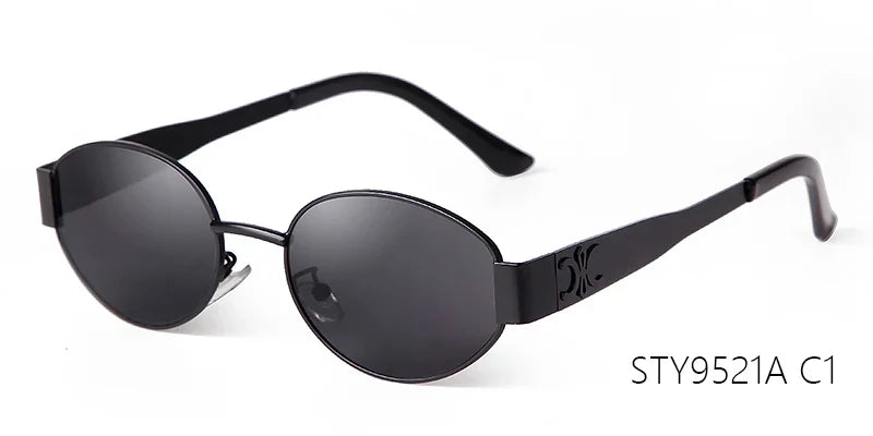 Retro Metal Frame Oval Sunglasses – Vintage 90s UV400 Gradient Shades for Men & Women