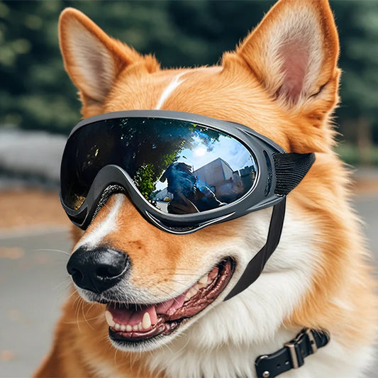 Rogue Pup Black Dog Goggles — Adjustable Anti-UV Sunglasses for Outdoor Rebel Pets