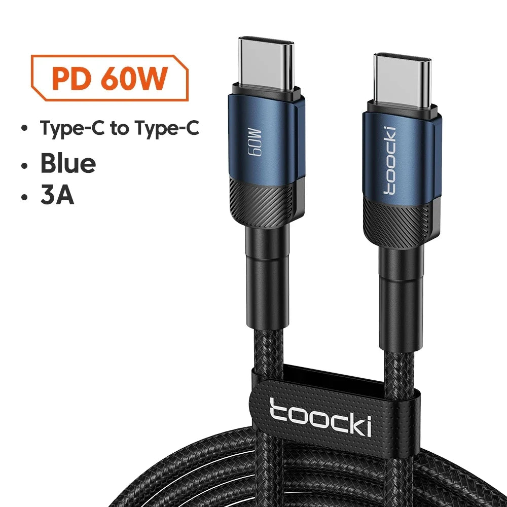 Toocki 100W USB-C to USB-C Fast Charging Cable – PD 3.0 & QC 4.0 High-Speed Charger for iPhone 15, MacBook, Samsung & More ⚡📱💻
