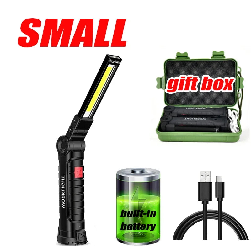 “Grip & Glow Pro” Magnetic COB LED Work Light – Pocket Torch Meets Power Bank