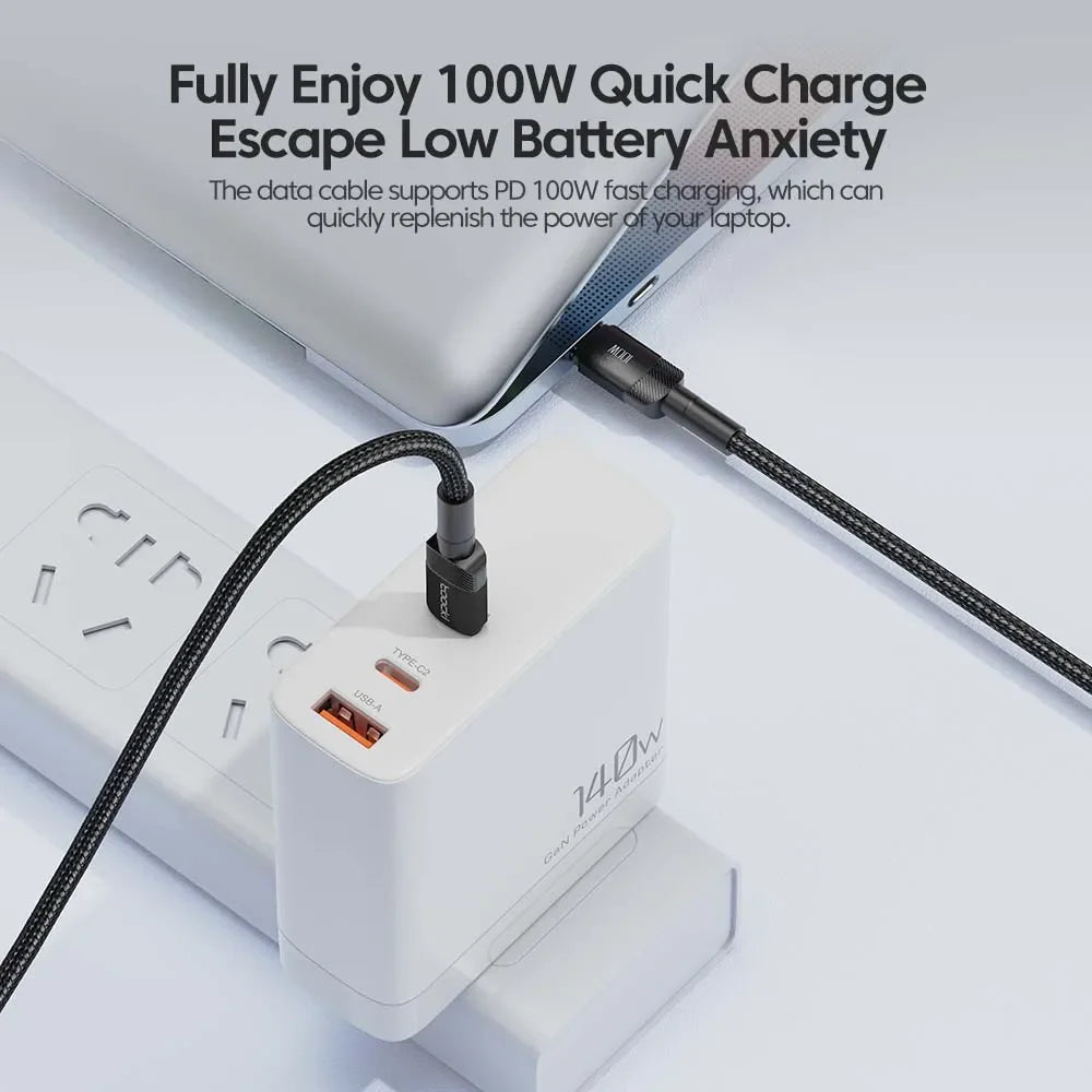 Toocki 100W USB-C to USB-C Fast Charging Cable – PD 3.0 & QC 4.0 High-Speed Charger for iPhone 15, MacBook, Samsung & More ⚡📱💻